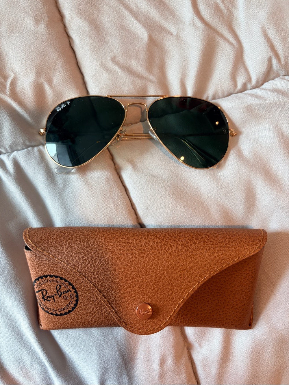 Ray-Ban Classic Aviator Sunglasses - Gold Frame, Green Lenses